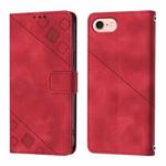For iPhone SE 2024 Skin-feel Embossed Leather Phone Case(Red)