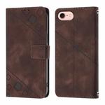 For iPhone SE 2024 Skin-feel Embossed Leather Phone Case(Brown)