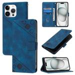 For iPhone 16 Pro Max Skin-feel Embossed Leather Phone Case(Blue)