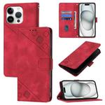 For iPhone 16 Pro Max Skin-feel Embossed Leather Phone Case(Red)