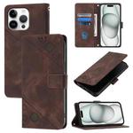 For iPhone 16 Pro Max Skin-feel Embossed Leather Phone Case(Brown)