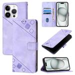 For iPhone 16 Pro Skin-feel Embossed Leather Phone Case(Light Purple)