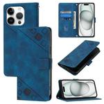 For iPhone 16 Pro Skin-feel Embossed Leather Phone Case(Blue)