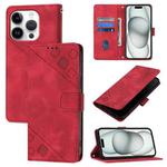 For iPhone 16 Pro Skin-feel Embossed Leather Phone Case(Red)