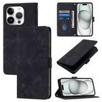 For iPhone 16 Pro Skin-feel Embossed Leather Phone Case(Black)