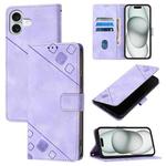 For iPhone 16 Plus Skin-feel Embossed Leather Phone Case(Light Purple)