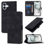 For iPhone 16 Plus Skin-feel Embossed Leather Phone Case(Black)