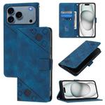 For iPhone 17 Pro Max Skin-feel Embossed Leather Phone Case(Blue)