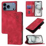 For iPhone 17 Pro Skin-feel Embossed Leather Phone Case(Red)