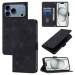 For iPhone 17 Pro Skin-feel Embossed Leather Phone Case(Black)