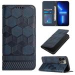 For iPhone 15 Pro Max Football Texture Magnetic Leather Flip Phone Case(Dark Blue)