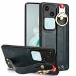For vivo S18 5G / V23 5G Wristband Leather Back Phone Case(Blue)