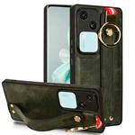 For vivo S18 5G / V23 5G Wristband Leather Back Phone Case(Green)