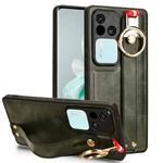 For vivo S18 Pro 5G / V30 Pro 5G Wristband Leather Back Phone Case(Green)