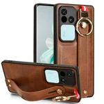 For vivo S18 Pro 5G / V30 Pro 5G Wristband Leather Back Phone Case(Brown)