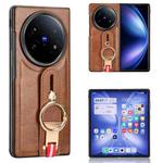 For vivo X Fold5 Wristband Leather Back Phone Case(Brown)