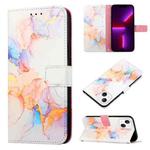 For iPhone 15 PT003 Marble Pattern Flip Leather Phone Case(Galaxy Marble White LS004)