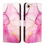 For iPhone SE 2024 PT003 Marble Pattern Flip Leather Phone Case(Pink Purple Gold LS001)