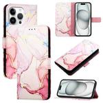 For iPhone 16 Pro Max PT003 Marble Pattern Flip Leather Phone Case(Rose Gold LS005)