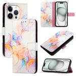 For iPhone 16 Pro PT003 Marble Pattern Flip Leather Phone Case(Galaxy Marble White LS004)