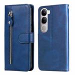 For vivo V40 Lite 4G / 5G IDN Fashion Calf Texture Zipper Leather Phone Case(Blue)