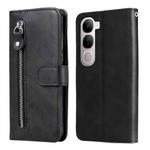 For vivo V40 Lite 4G / 5G IDN Fashion Calf Texture Zipper Leather Phone Case(Black)