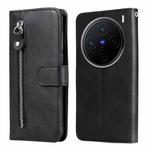 For vivo X200 Fashion Calf Texture Zipper Leather Phone Case(Black)
