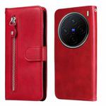 For vivo X200 Fashion Calf Texture Zipper Leather Phone Case(Red)