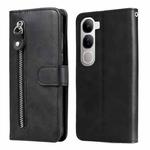 For vivo Y19s Fashion Calf Texture Zipper Leather Phone Case(Black)