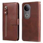 For vivo S20 Fashion Calf Texture Zipper Leather Phone Case(Brown)