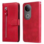 For vivo S20 Fashion Calf Texture Zipper Leather Phone Case(Red)