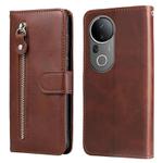 For vivo S20 Pro Fashion Calf Texture Zipper Leather Phone Case(Brown)