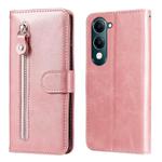 For vivo Y29s 5G / Y04 4G Fashion Calf Texture Zipper Leather Phone Case(Rose Gold)