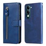 For vivo Y29s 5G / Y04 4G Fashion Calf Texture Zipper Leather Phone Case(Blue)