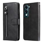 For vivo Y29s 5G / Y04 4G Fashion Calf Texture Zipper Leather Phone Case(Black)