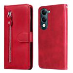 For vivo Y29s 5G / Y04 4G Fashion Calf Texture Zipper Leather Phone Case(Red)