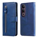For vivo V50 Lite 4G / 5G Fashion Calf Texture Zipper Leather Phone Case(Blue)