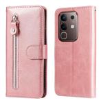 For vivo Y29 4G Fashion Calf Texture Zipper Leather Phone Case(Rose Gold)
