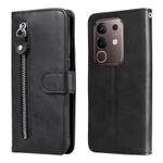 For vivo Y29 4G Fashion Calf Texture Zipper Leather Phone Case(Black)