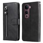 For vivo Y400 Pro 5G / V40e / iQOO Z9s Fashion Calf Texture Zipper Leather Phone Case(Black)