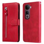 For vivo Y400 Pro 5G / V40e / iQOO Z9s Fashion Calf Texture Zipper Leather Phone Case(Red)