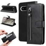 For Google Pixel 8 Fashion Calf Texture Zipper Leather Phone Case(Black)