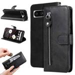 For Google Pixel 7a Fashion Calf Texture Zipper Leather Phone Case(Black)