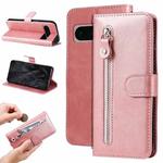 For Google Pixel 8 Pro Fashion Calf Texture Zipper Leather Phone Case(Rose Gold)