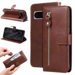 For Google Pixel 8 Pro Fashion Calf Texture Zipper Leather Phone Case(Brown)