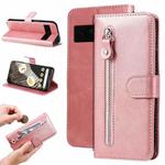 For Google Pixel 7 Pro Fashion Calf Texture Zipper Leather Phone Case(Rose Gold)