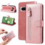 For Google Pixel 7 Fashion Calf Texture Zipper Leather Phone Case(Rose Gold)