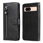 For Google Pixel 8a Fashion Calf Texture Zipper Leather Phone Case(Black)