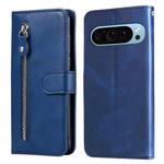 For Google Pixel 9 Fashion Calf Texture Zipper Leather Phone Case(Blue)