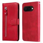 For Google Pixel 9a Fashion Calf Texture Zipper Leather Phone Case(Red)